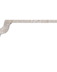 Duna Console Natural Fossil Stone front view, featuring a long rectangular tabletop, sculptural curved leg and natural beige fossil stone finish.