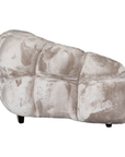Melo Sofa Lush Pearl three seater side view, showing the rounded upholstered panels, curved backrest and sculptural low-profile form.
