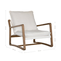 Barbuda Occasional Chair by Uniqwa Collections featuring white cushions and a curved driftwood frame in a relaxed resort-style silhouette.