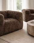 Harlow Sofa | One Seater | Fur Luxe | Chocolate Uniqwa Collections