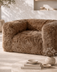 Harlow Sofa | One Seater | Fur Luxe | Toffee Uniqwa Collections