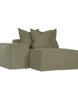 Hendrix Modular Sofa | Low Rider Arm | Chaise Left Module Bay Leaf Classic Stitching Uniqwa Collections