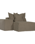 Hendrix Modular Sofa | Low Rider Arm | Chaise Left Module Bark Classic Stitching Uniqwa Collections