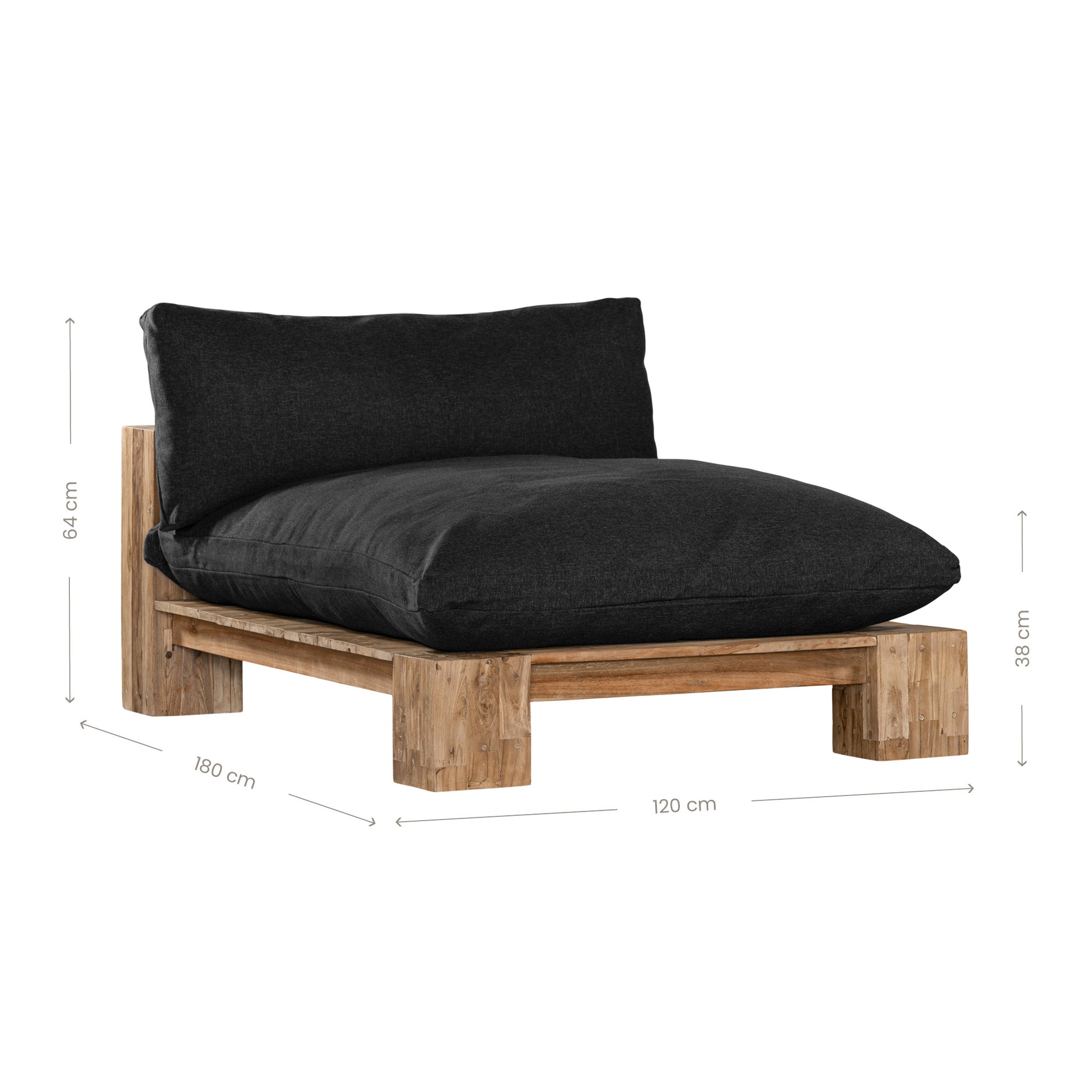 Simbah Sofa Cover Chaise | Luxury Black Uniqwa x Lauren Eloise