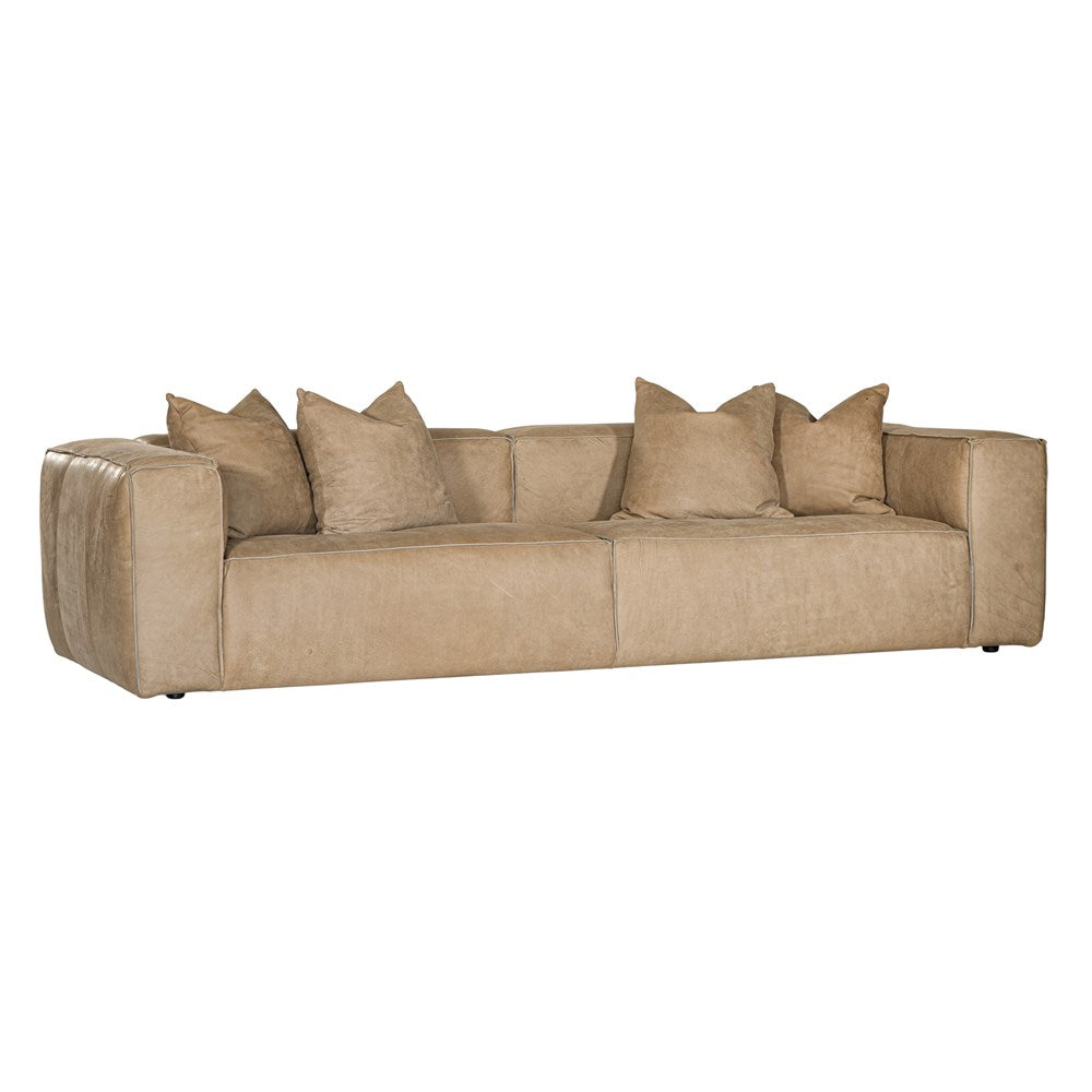 Malta Four Seater Leather Sofa | Cashew