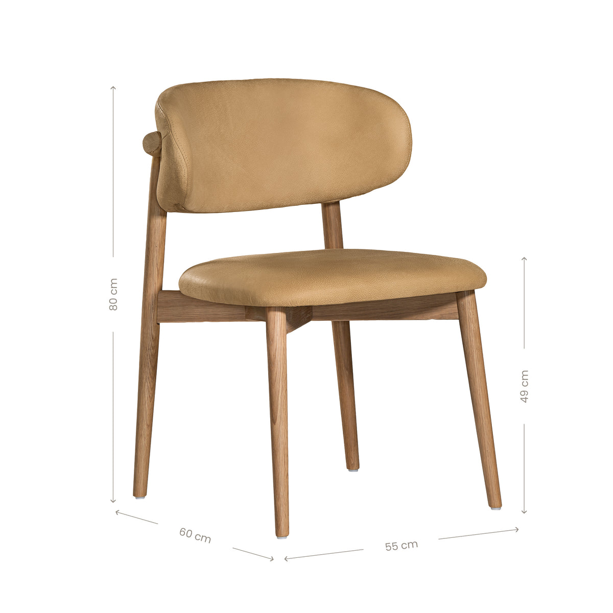 Capri Dining Chair | Aniline Leather | Cashew
