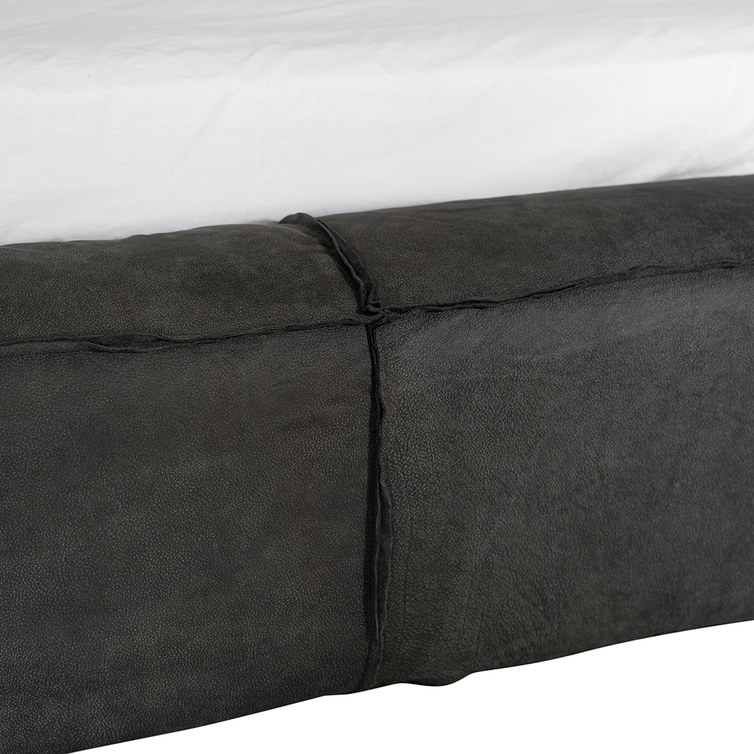 Harlow Bed | Buffalo Leather | Slate Uniqwa Collections