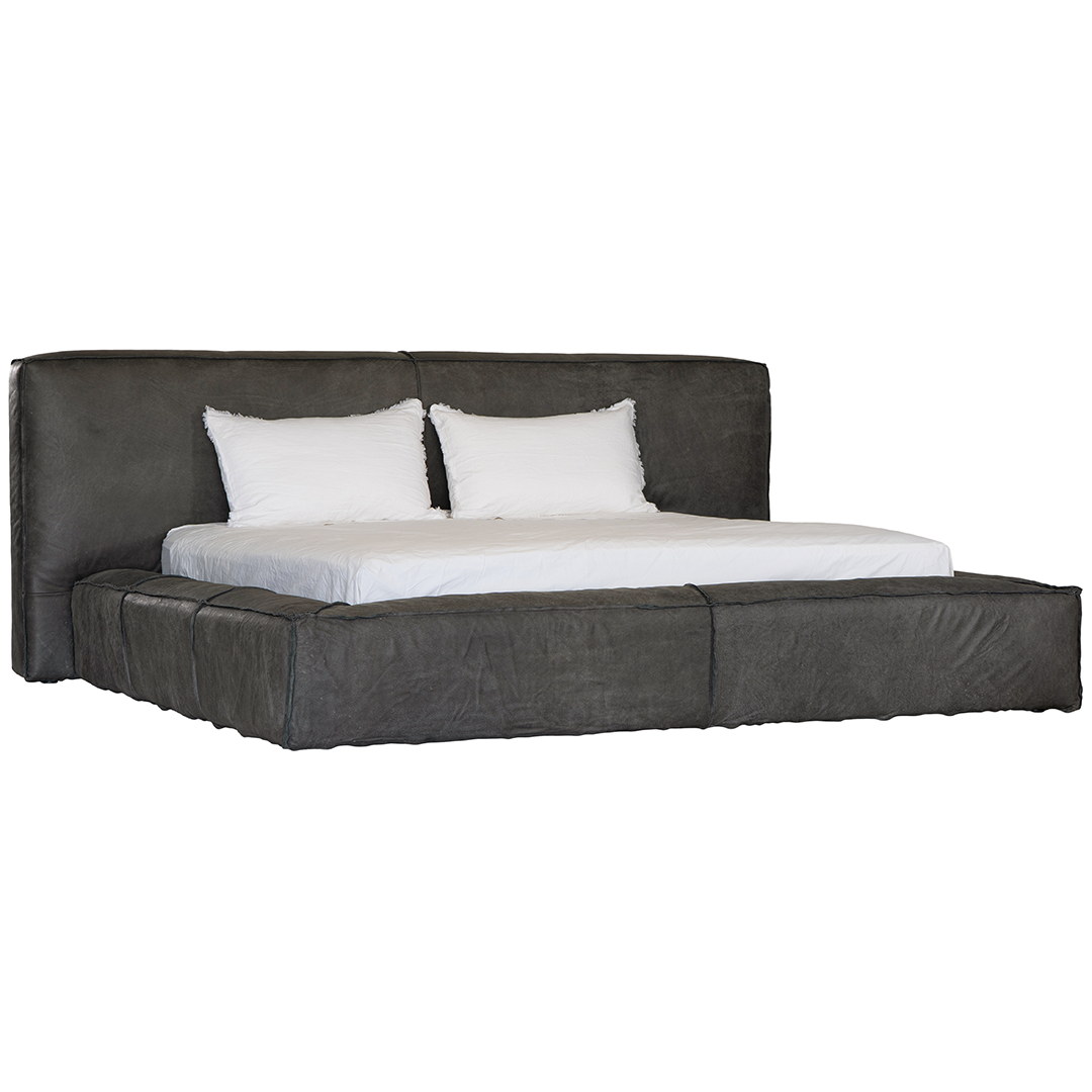 Harlow Bed | Buffalo Leather | Slate Uniqwa Collections