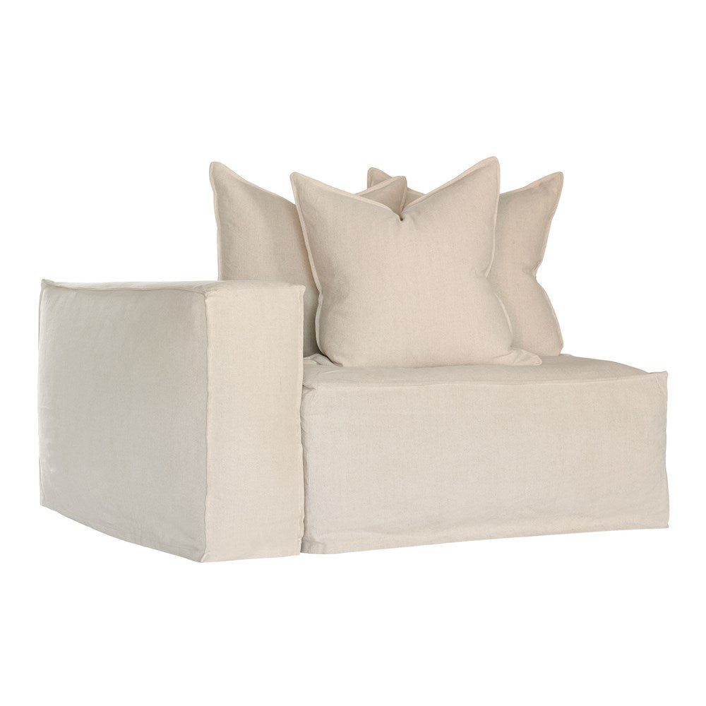 Hendrix Sofa One Seater | Left Hand Arm Sand Classic Stitiching Uniqwa Collections