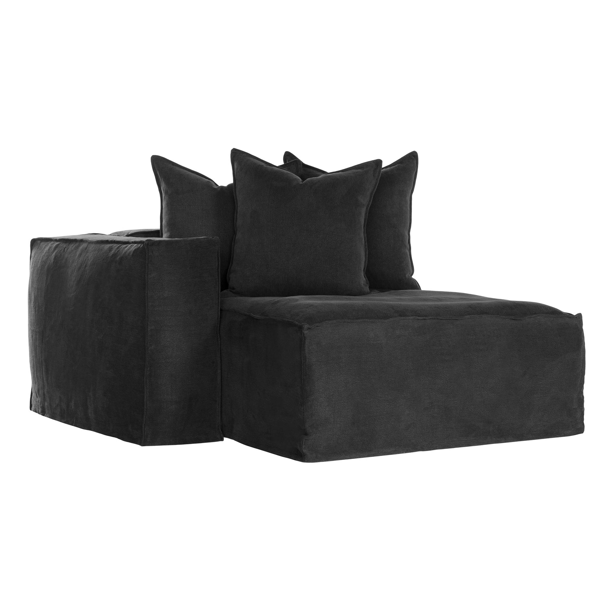 Hendrix Sofa | Chaise Left Hand Arm Black Classic Stitching Uniqwa Collections