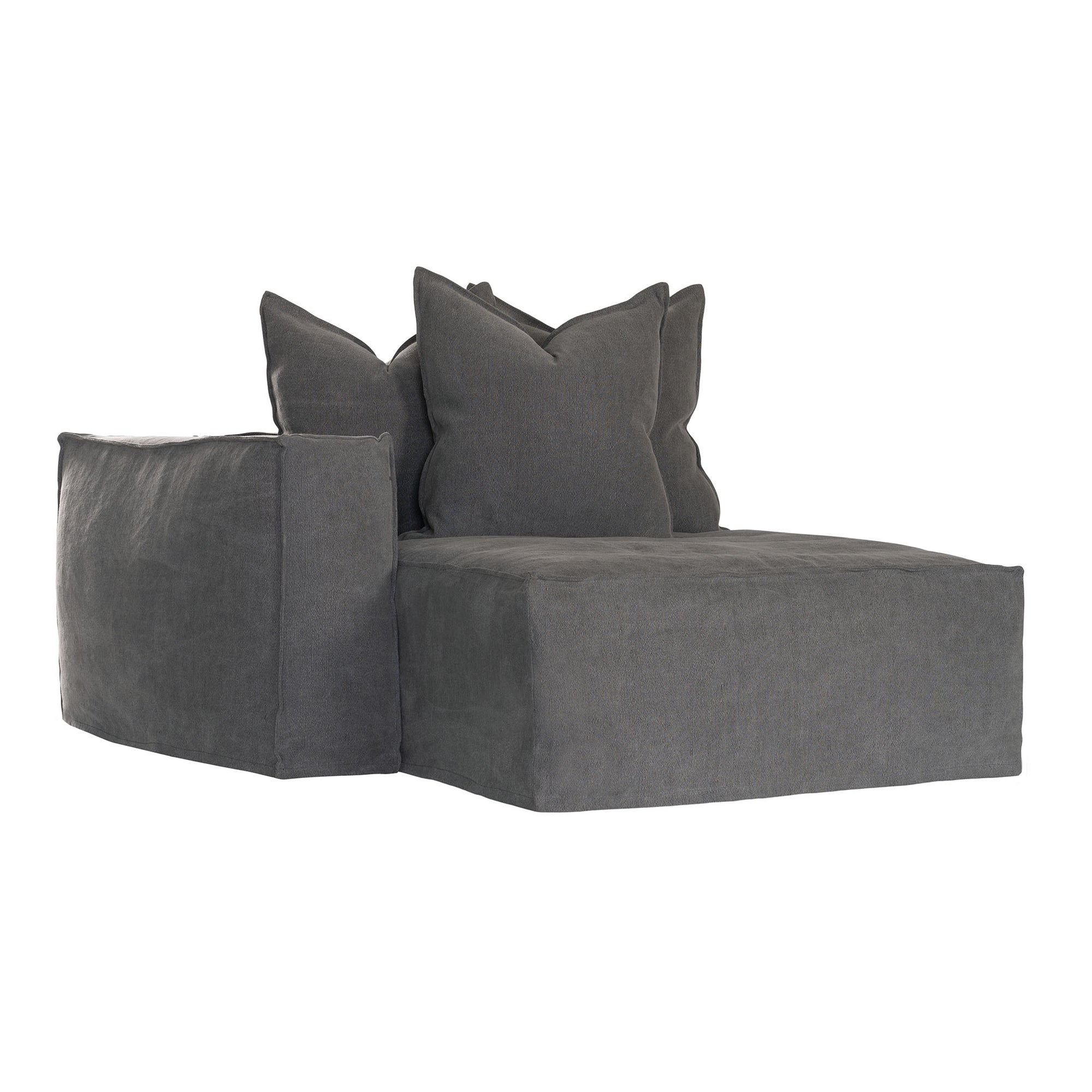 Hendrix Sofa | Chaise Left Hand Arm Charcoal Classic Stitching Uniqwa Collections