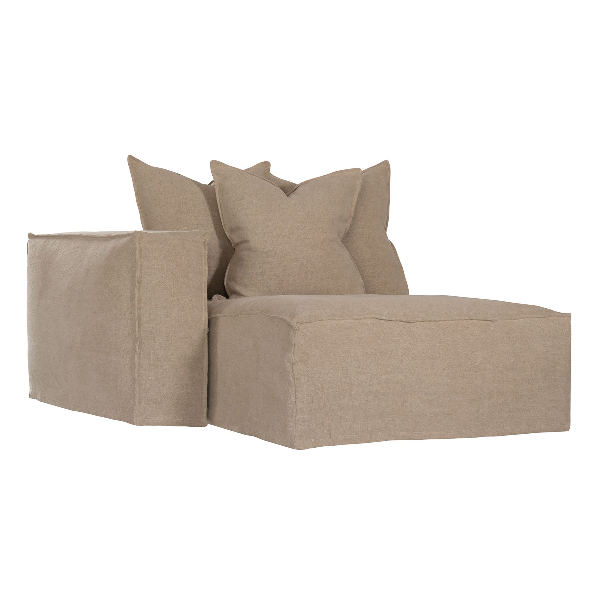 Hendrix Sofa | Chaise Left Hand Arm Oatmeal Classic Stitching Uniqwa Collections