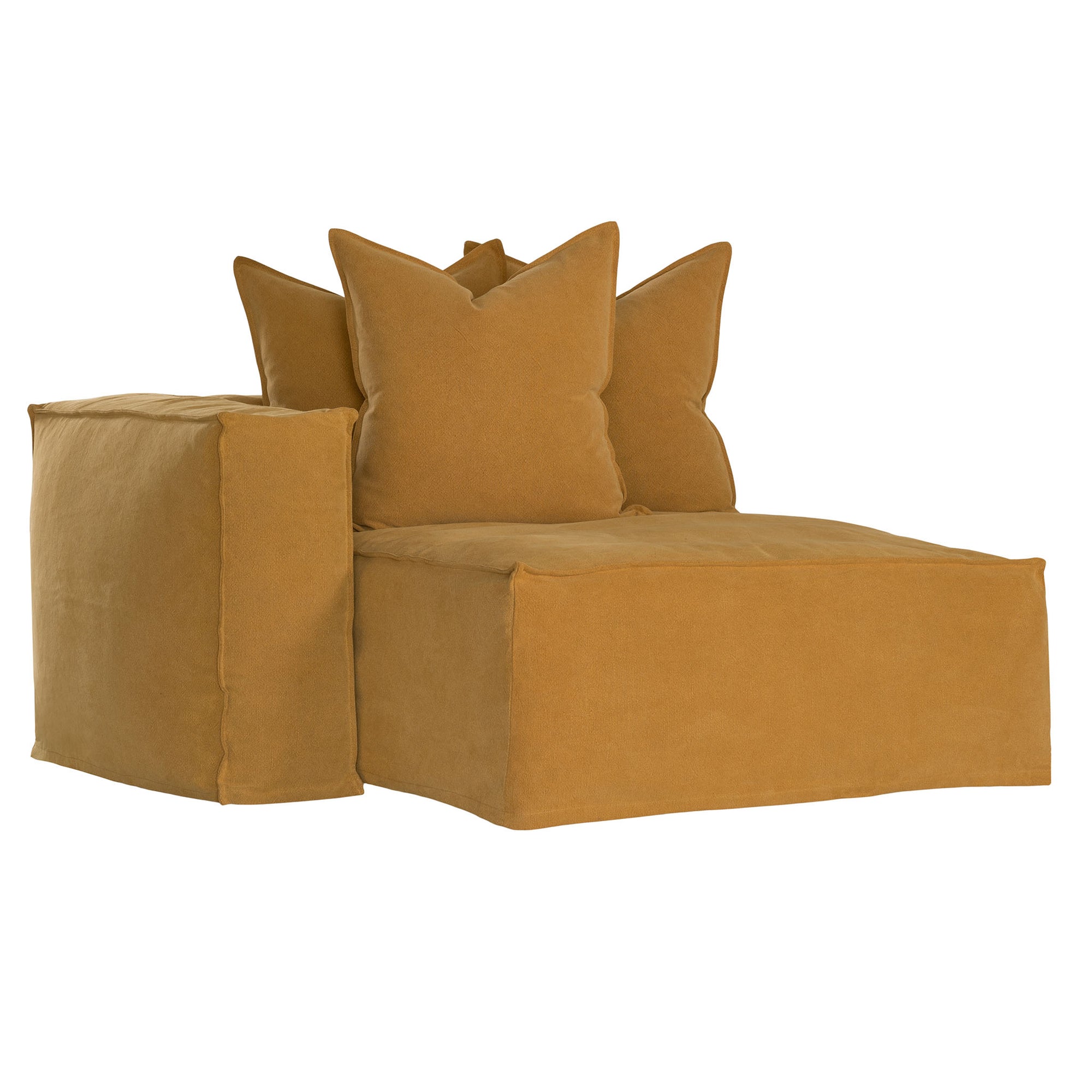 Hendrix Sofa | Chaise Left Hand Arm Ochre Classic Stitching Uniqwa Collections