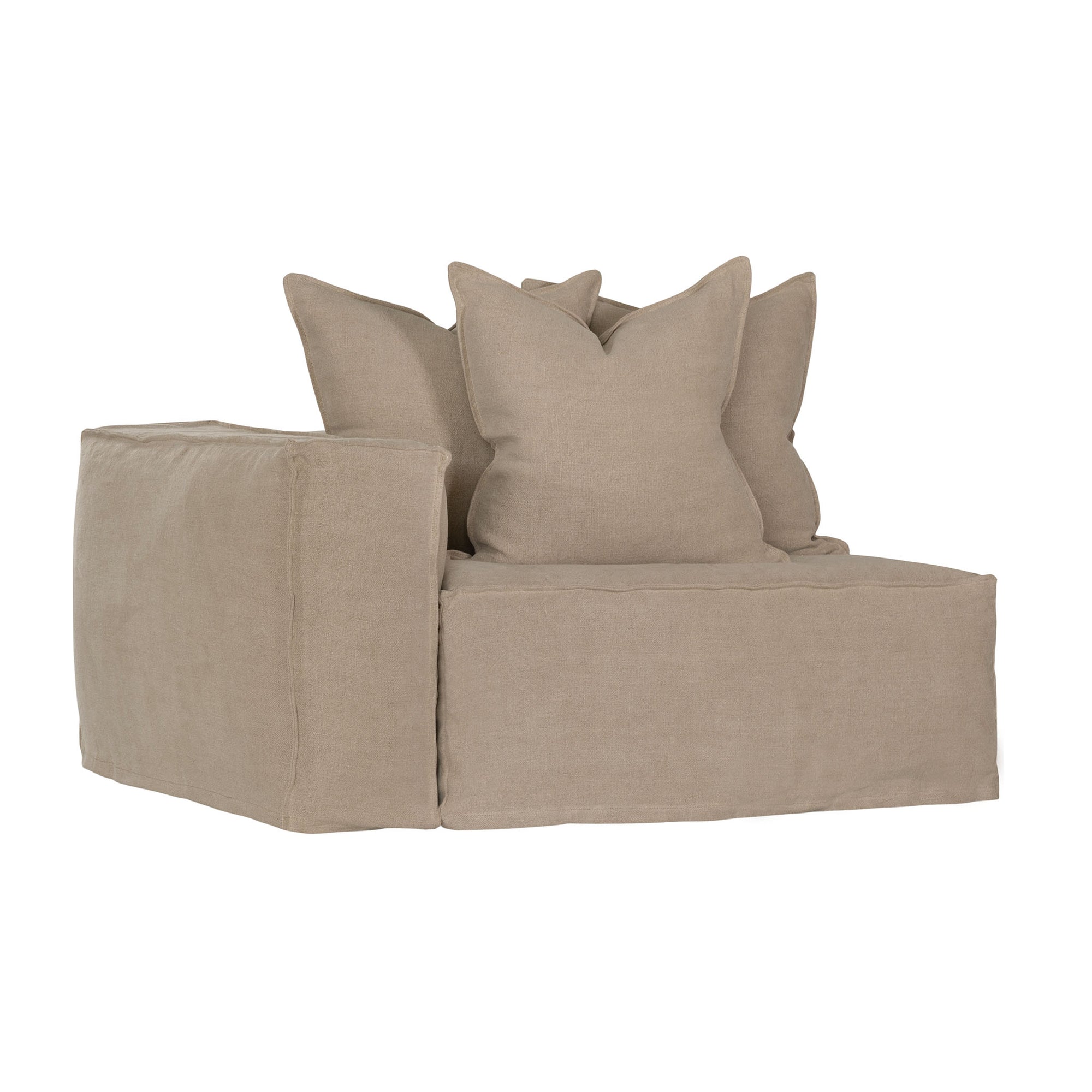 Hendrix Sofa One Seater | Left Hand Arm Oatmeal Classic Stitiching Uniqwa Collections