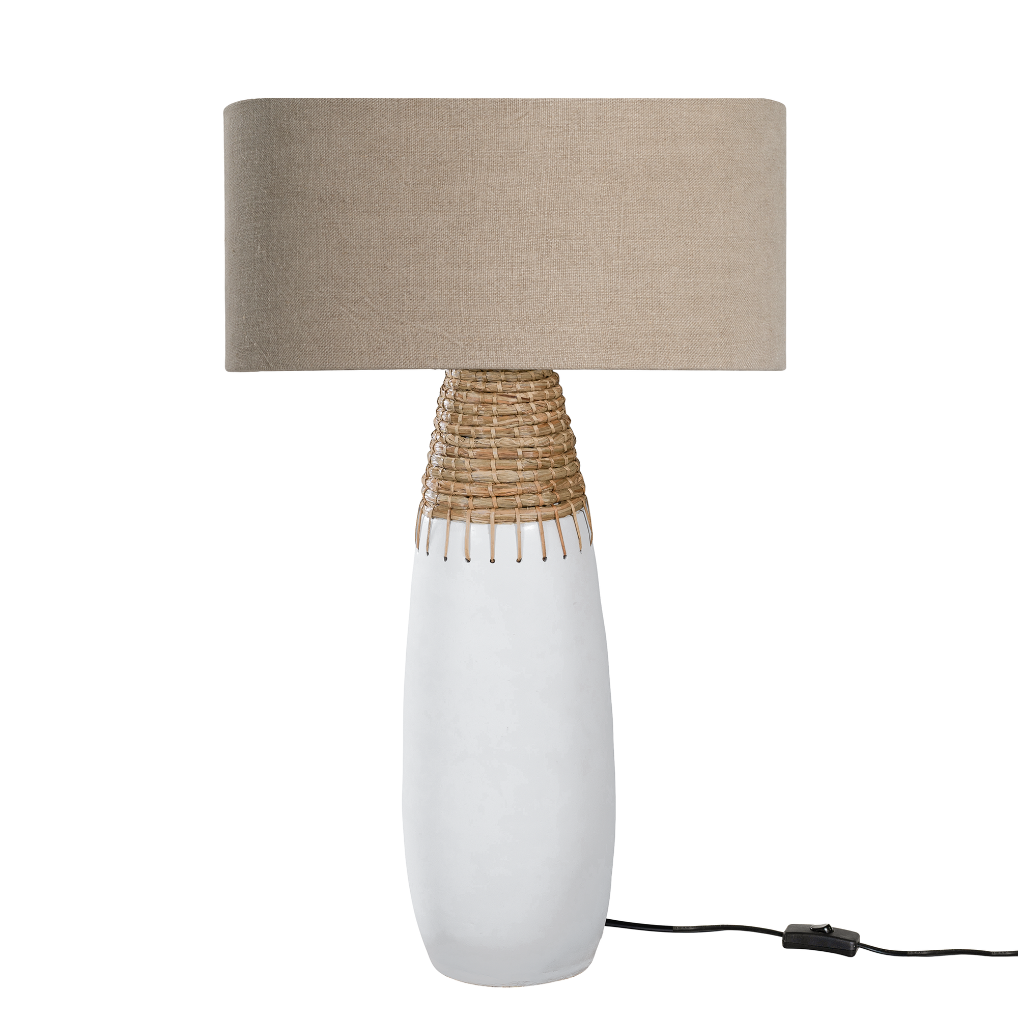 Induka Table Lamp | Tall Oatmeal Cylinder Shade Uniqwa Collections