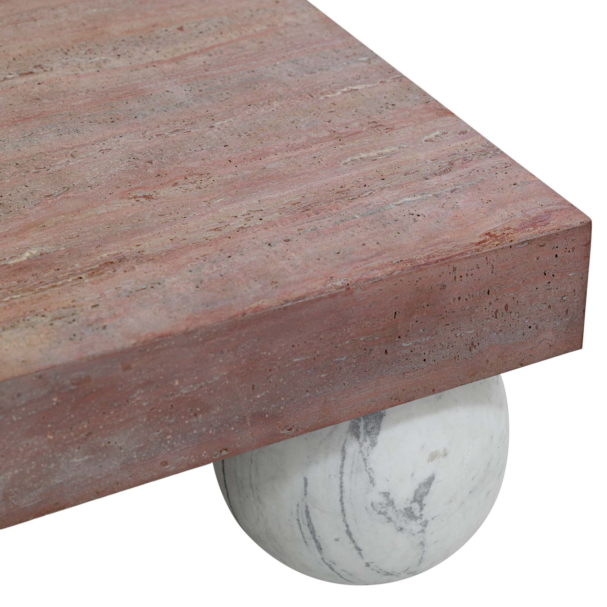 Jewel Travertine &amp; Marble Coffee Table