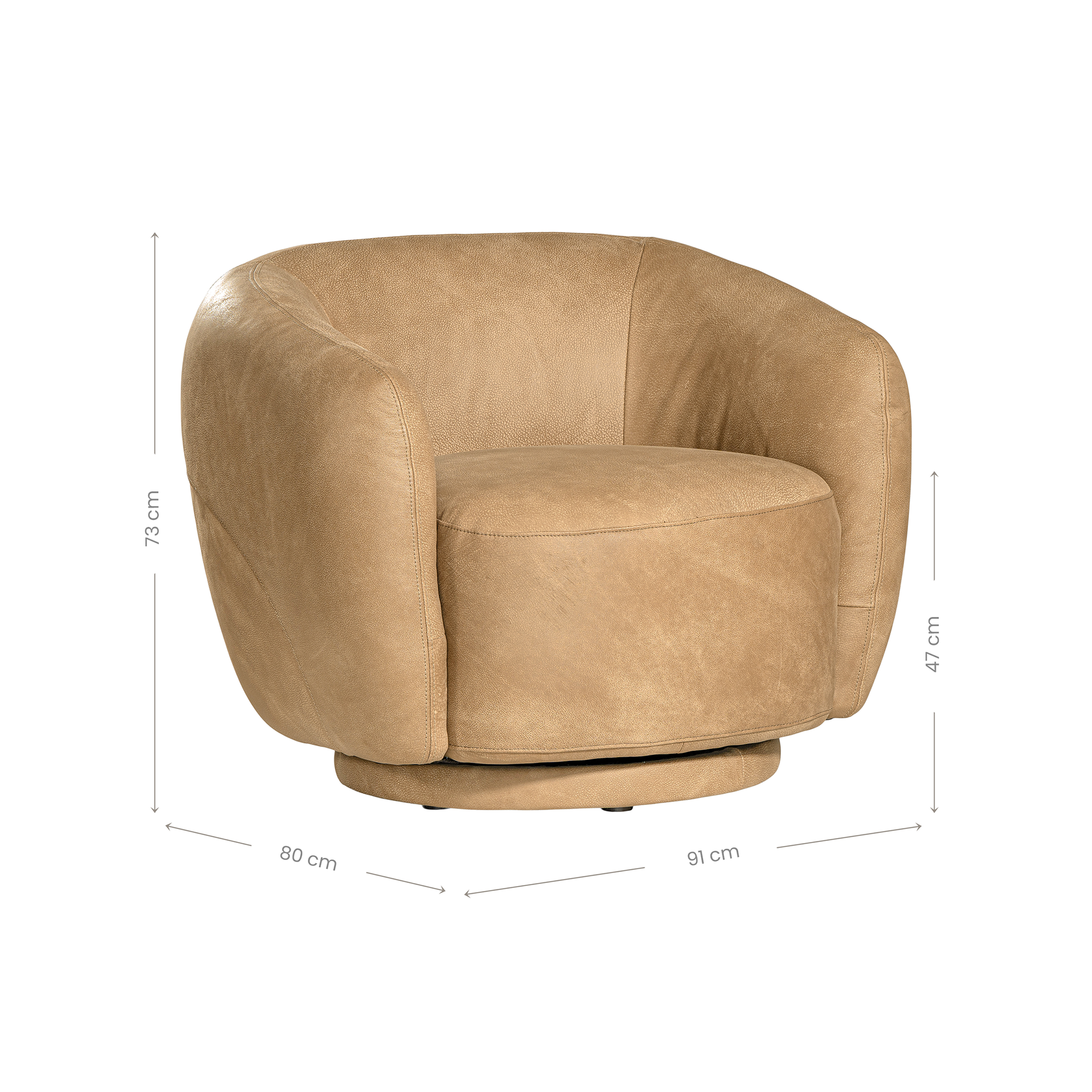 Lucca Swivel | Aniline Leather | Cashew
