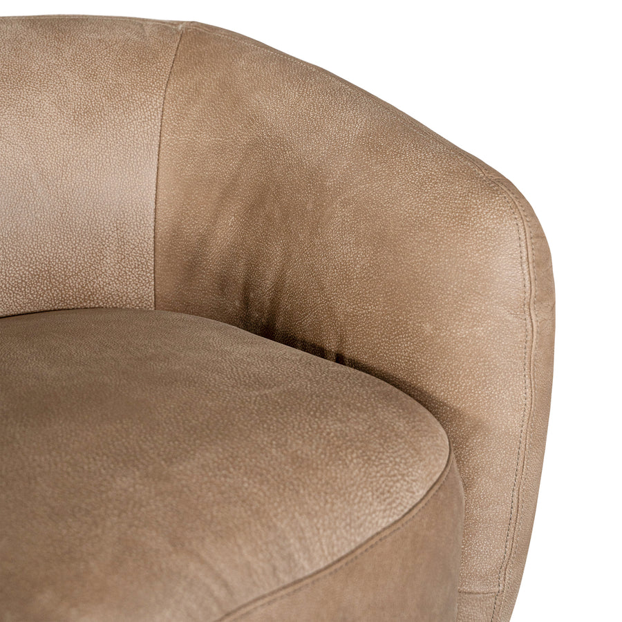 Lucca Swivel Chair | Buffalo Leather | Enoki Brown