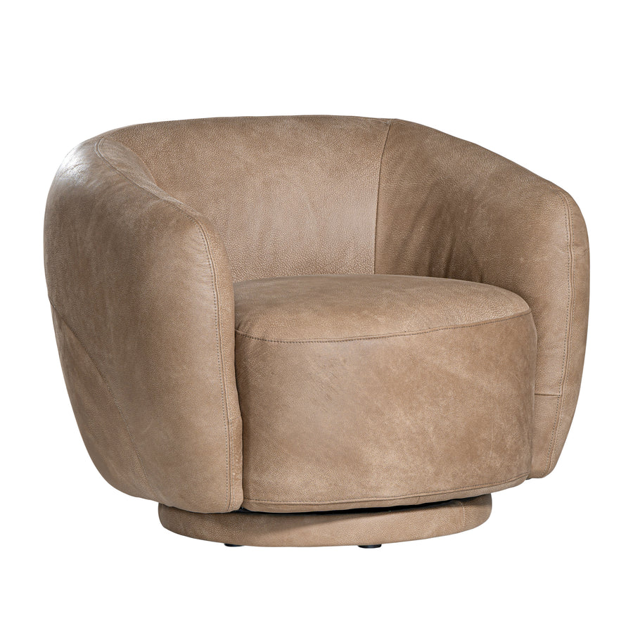 Lucca Swivel Chair | Buffalo Leather | Enoki Brown