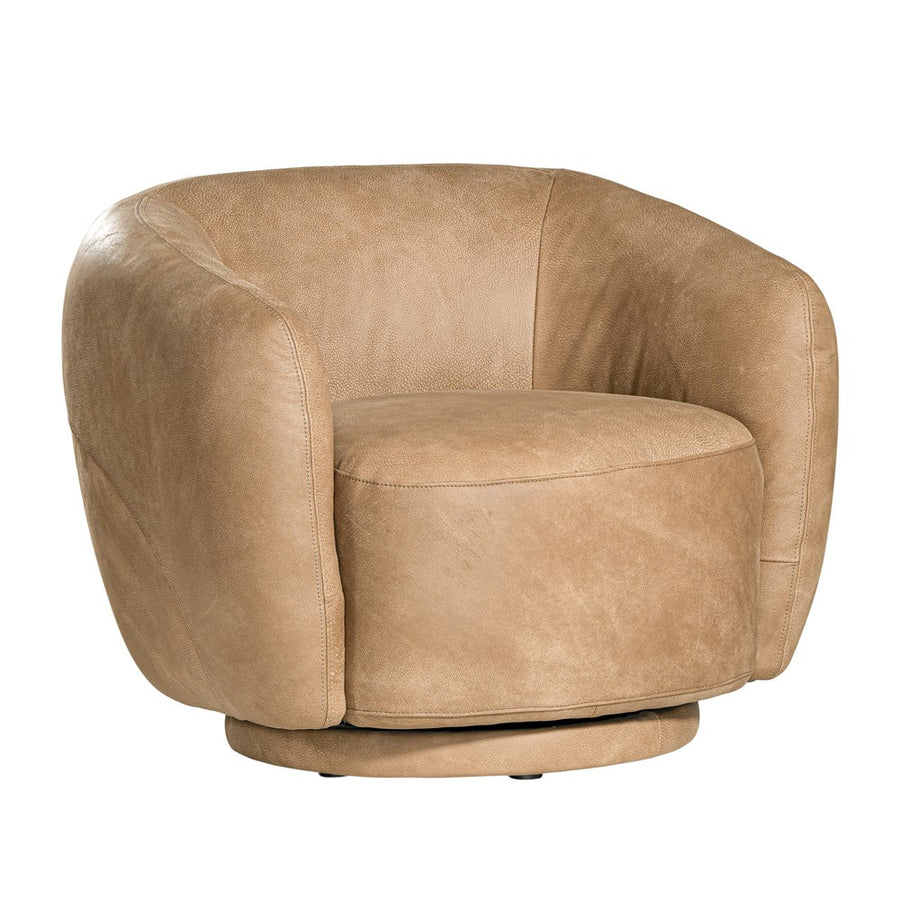 Lucca Swivel Chair | Buffalo Leather | Savannah Nut