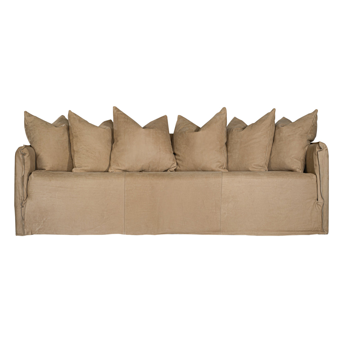 Mallorca Three Seater Leather Slipcover Sofa | Cashew