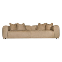 Malta Four Seater Leather Sofa | Cashew