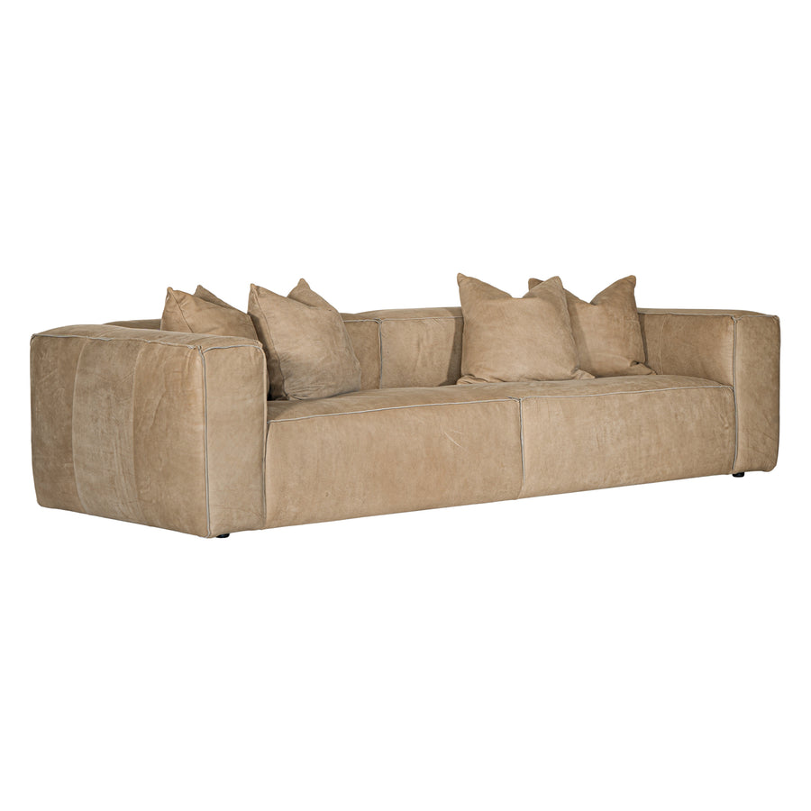 Malta Four Seater Leather Sofa | Cashew