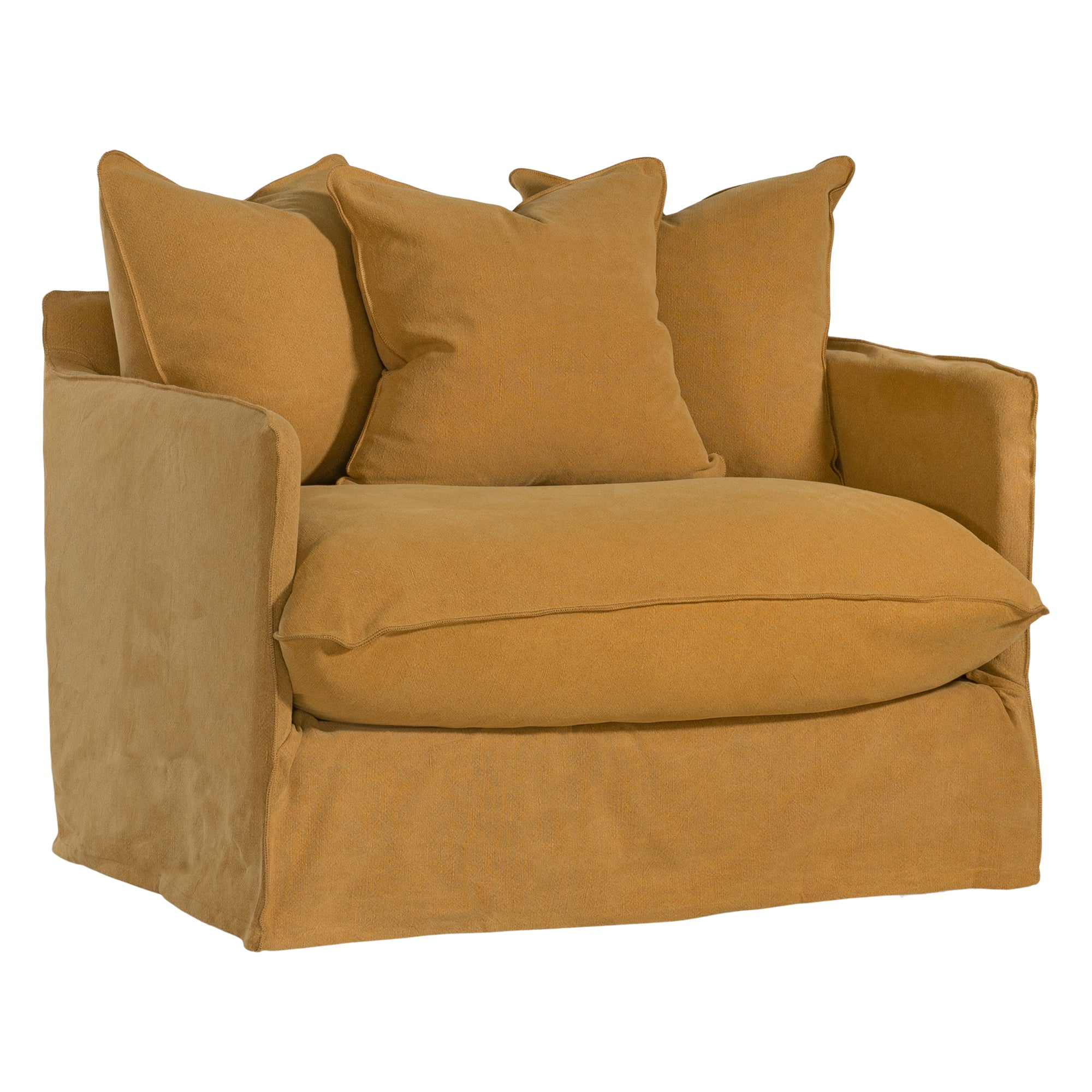 Singita Sofa | One Seater Ochre Classic Stitching Uniqwa Collections