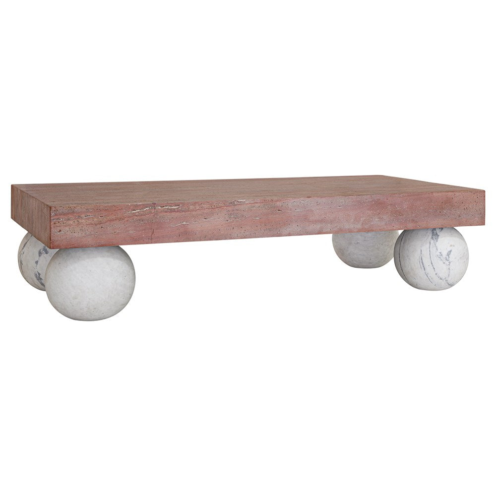 Uniqwa Collections Jewel Travertine &amp; Marble Coffee Table