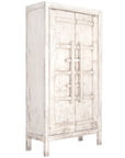Bulu Tall Cabinet handcrafted from reclaimed Chinese timber with a vintage white finish and statement double doors.