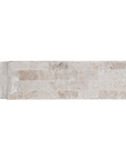 Duna Console Natural Fossil Stone top view showing the elongated rectangular surface, varied fossil stone pattern and sculptural textured detail at one end.