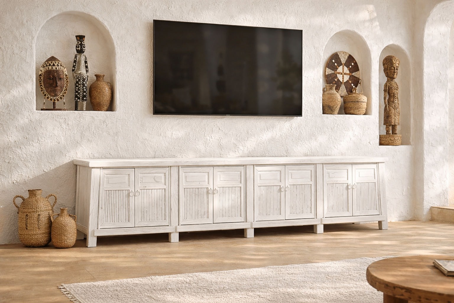 Bamboo Entertainment Unit | Eight Door | White Designed by Charl van Heerden