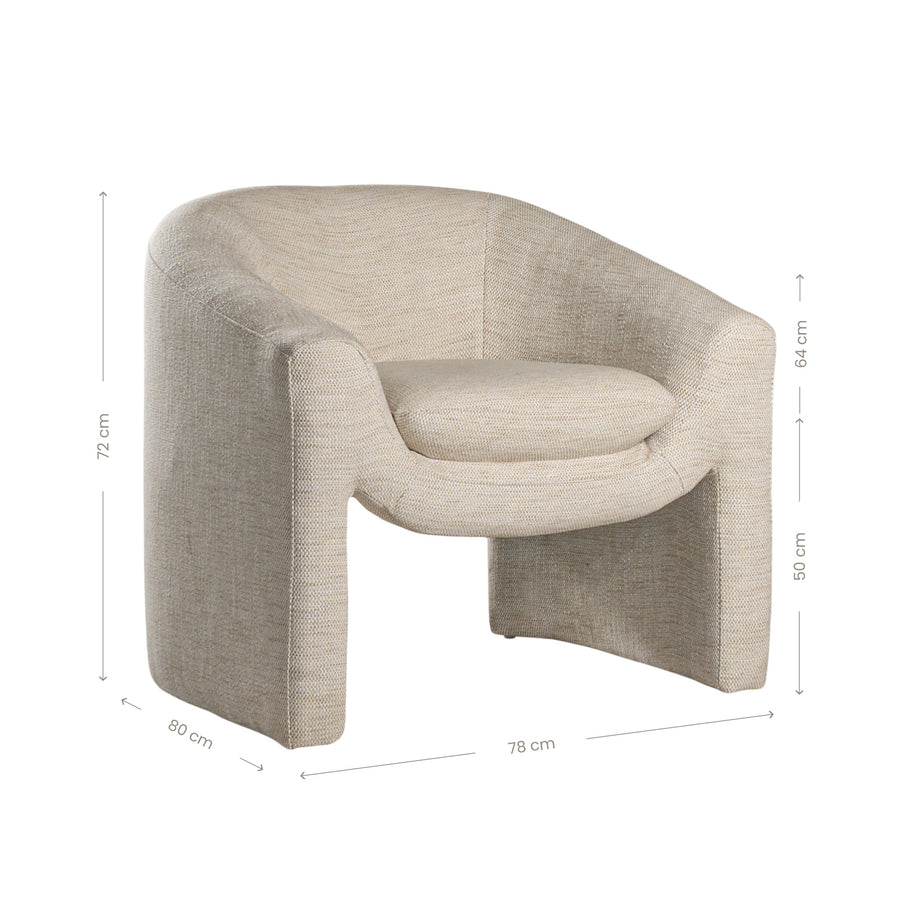 Azura Occasional Chair by Uniqwa Collections in Natural fabric, featuring soft curved lines, a deep seat cushion, and refined textured upholstery for a sculptural yet relaxed look