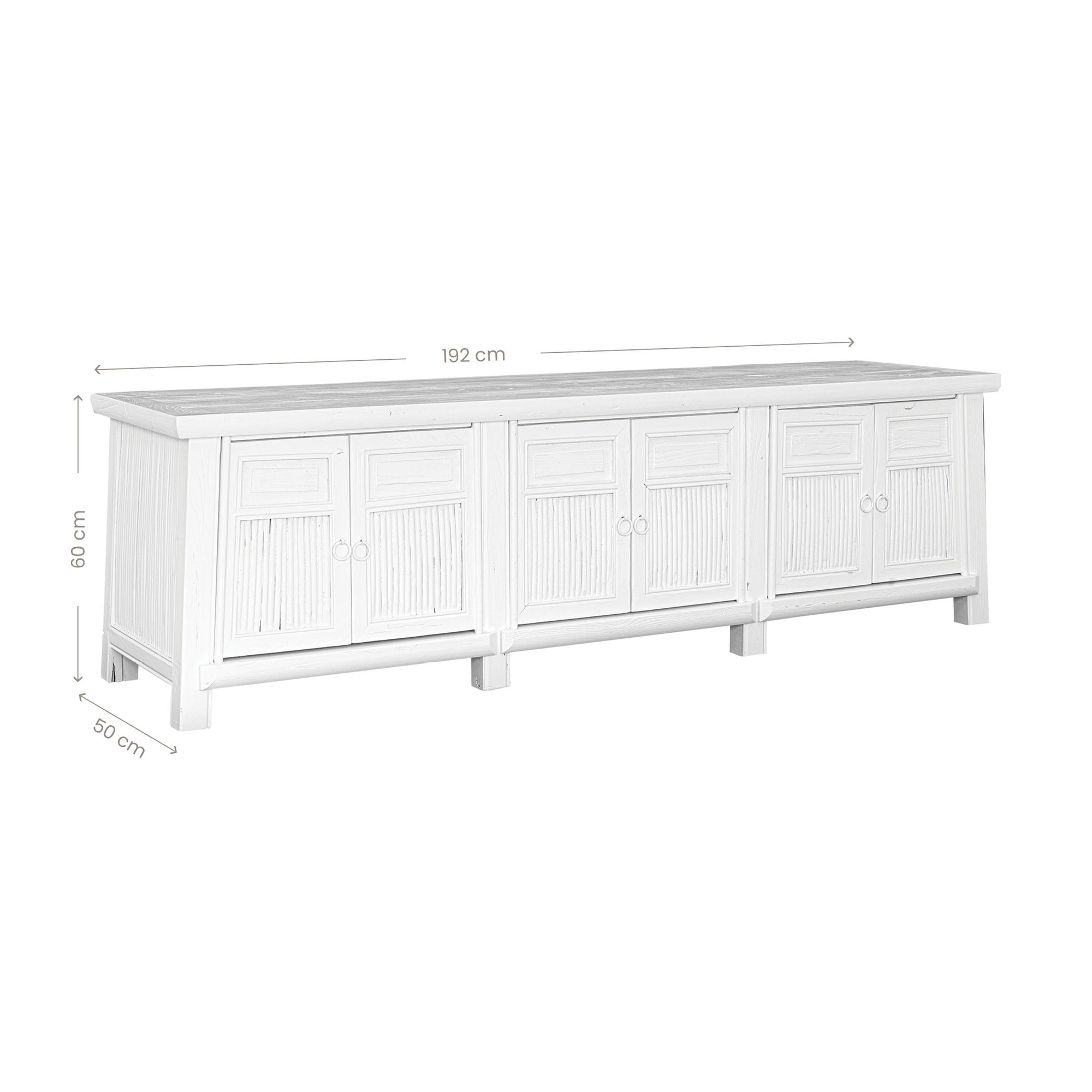 Bamboo Entertainment Unit | Six Door| White Designed by Charl van Heerden