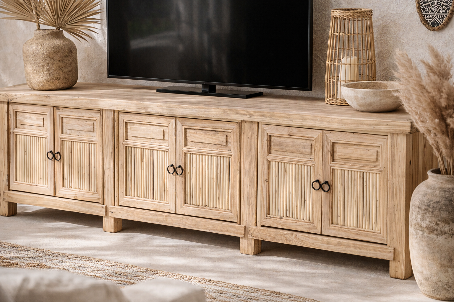 Bamboo Entertainment Unit | Six Door | Blonde Designed by Charl van Heerden