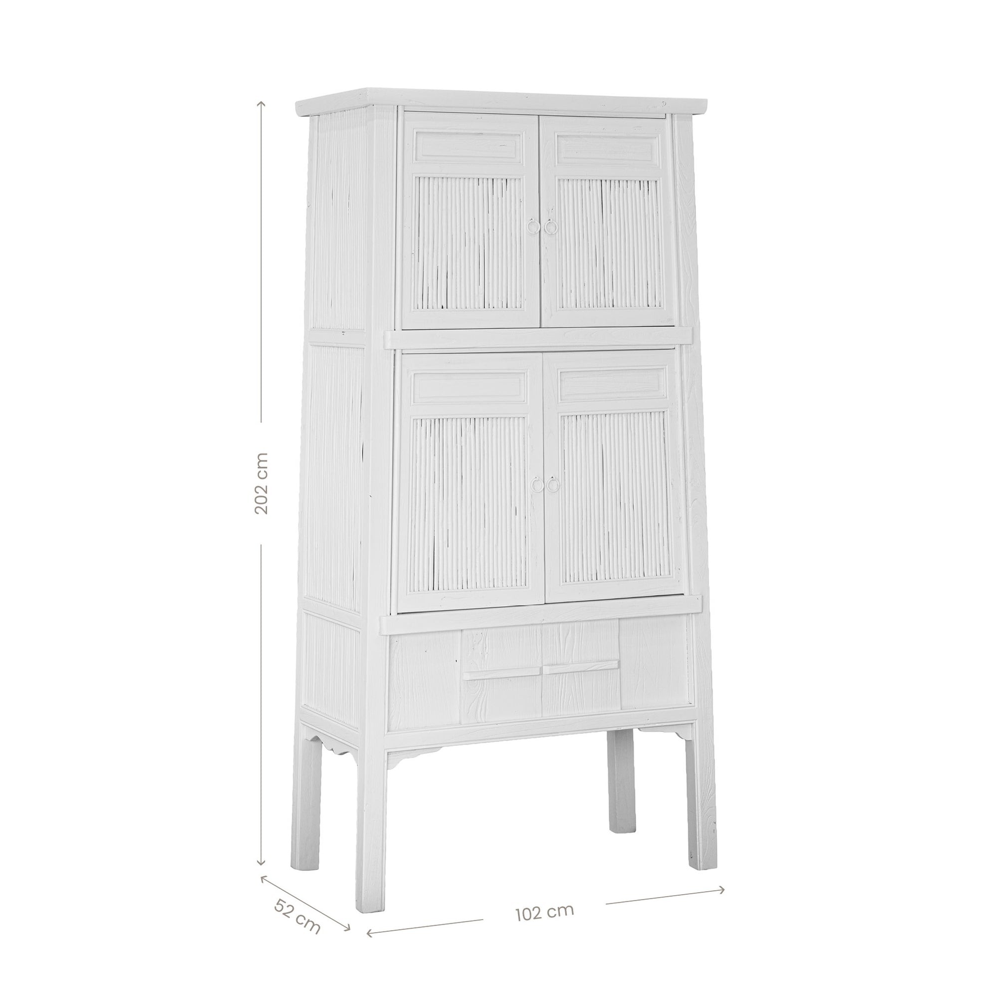Bamboo Tall Cabinet | White Uniqwa Collections