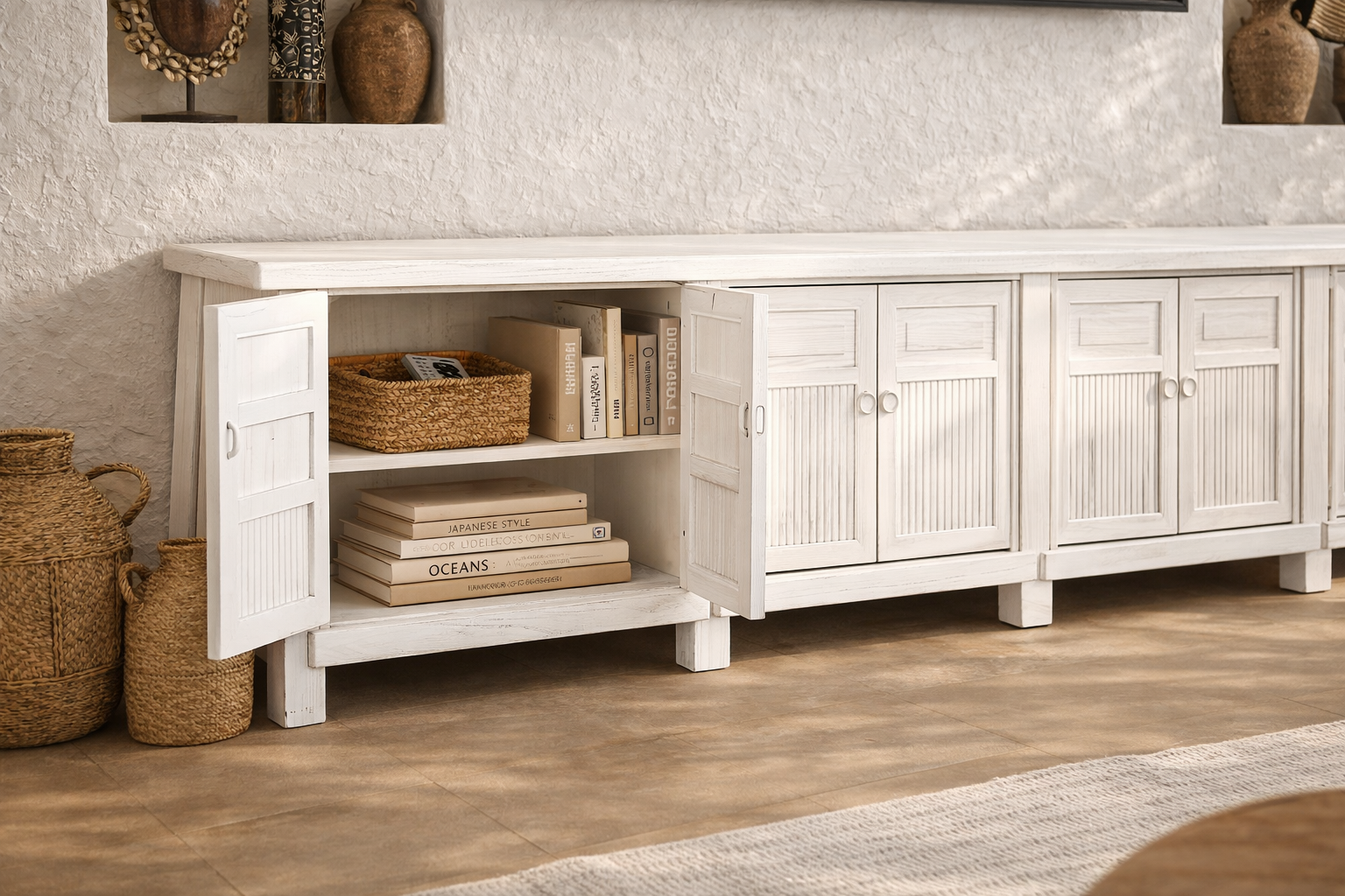 Bamboo Entertainment Unit | Eight Door | White Designed by Charl van Heerden