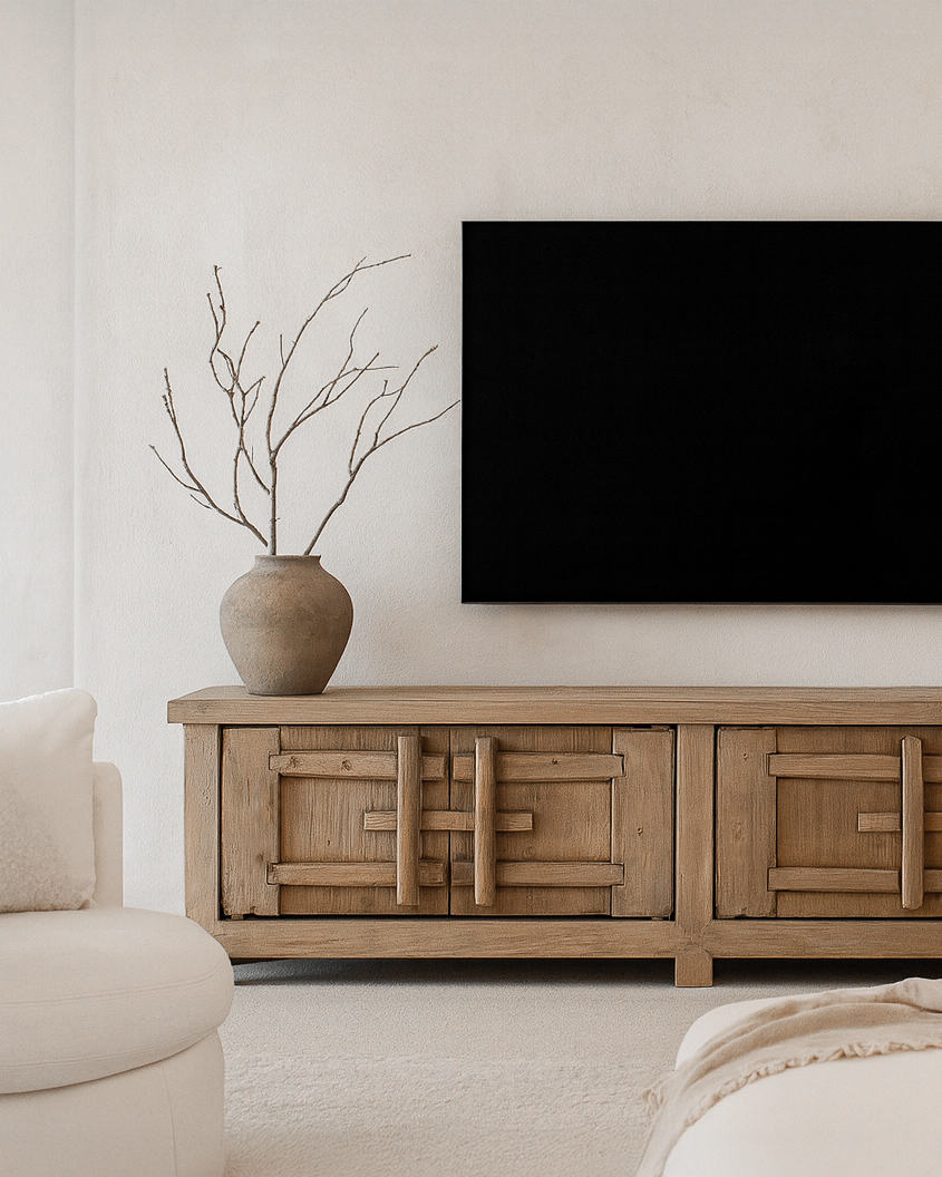 Bulu Elm Four Door Entertainment Unit | Natural Uniqwa Collections