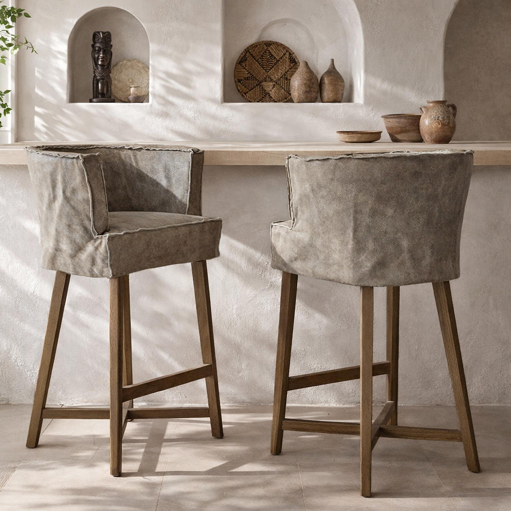 Guatemala Barchair | Buffalo Leather | Earthy Grey Uniqwa Collections