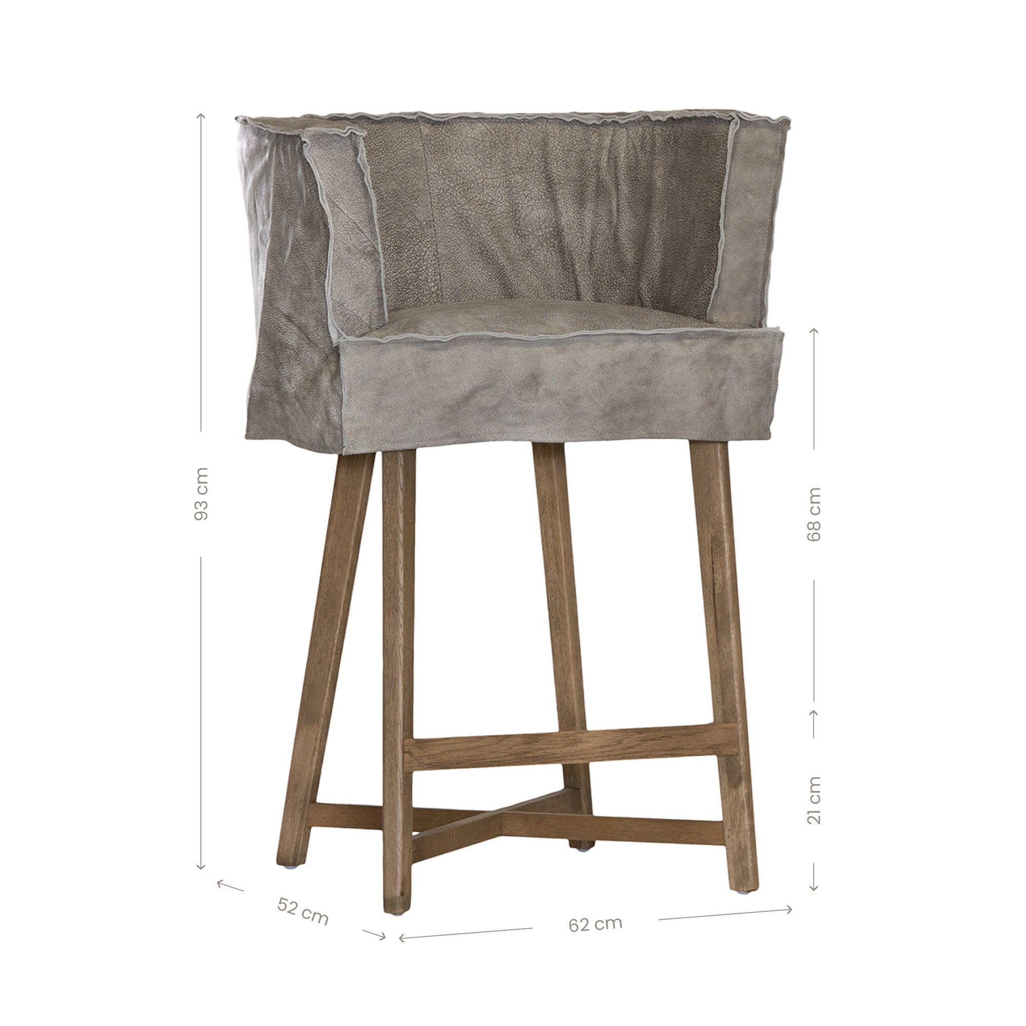 Guatemala Barchair | Buffalo Leather | Earthy Grey Uniqwa Collections