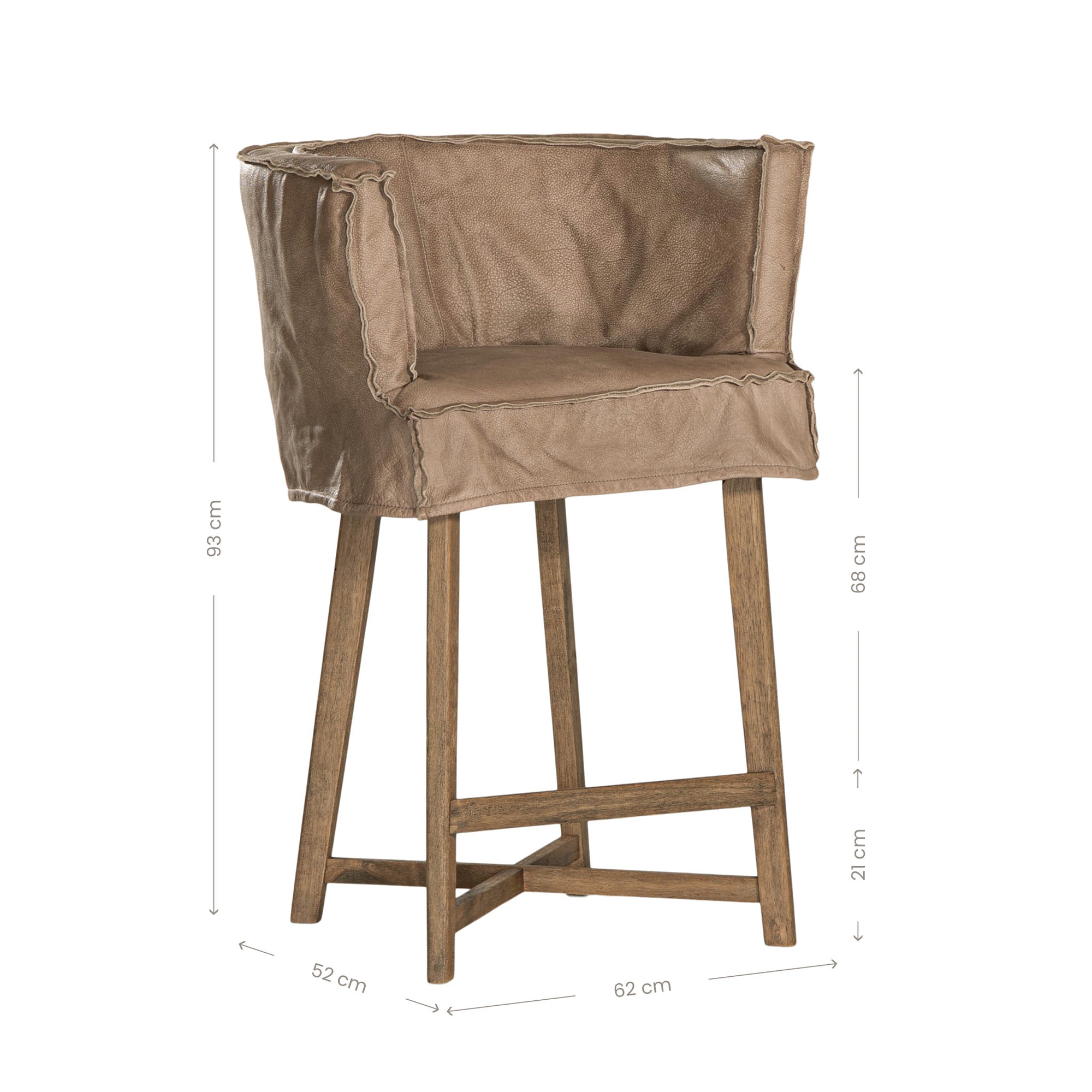 Guatemala Leather Barchair | Enoki Brown Uniqwa Collections