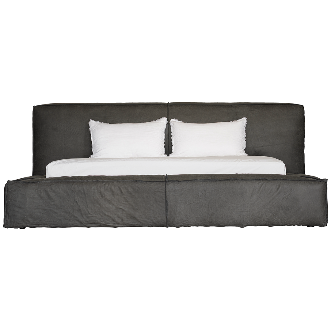 Harlow Bed | Buffalo Leather | African Slate Uniqwa Collections
