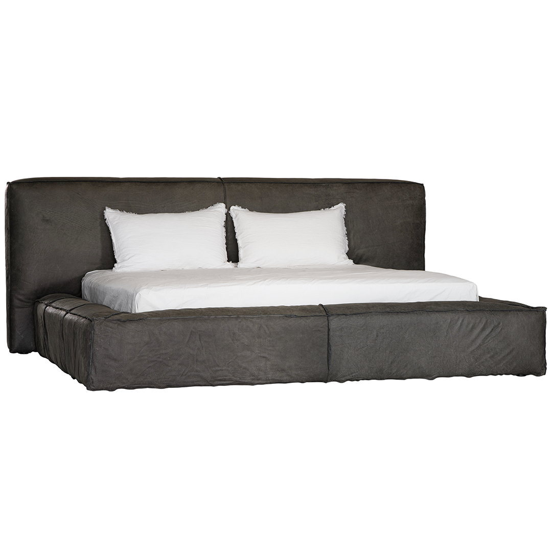 Harlow Bed | Buffalo Leather | African Slate Uniqwa Collections