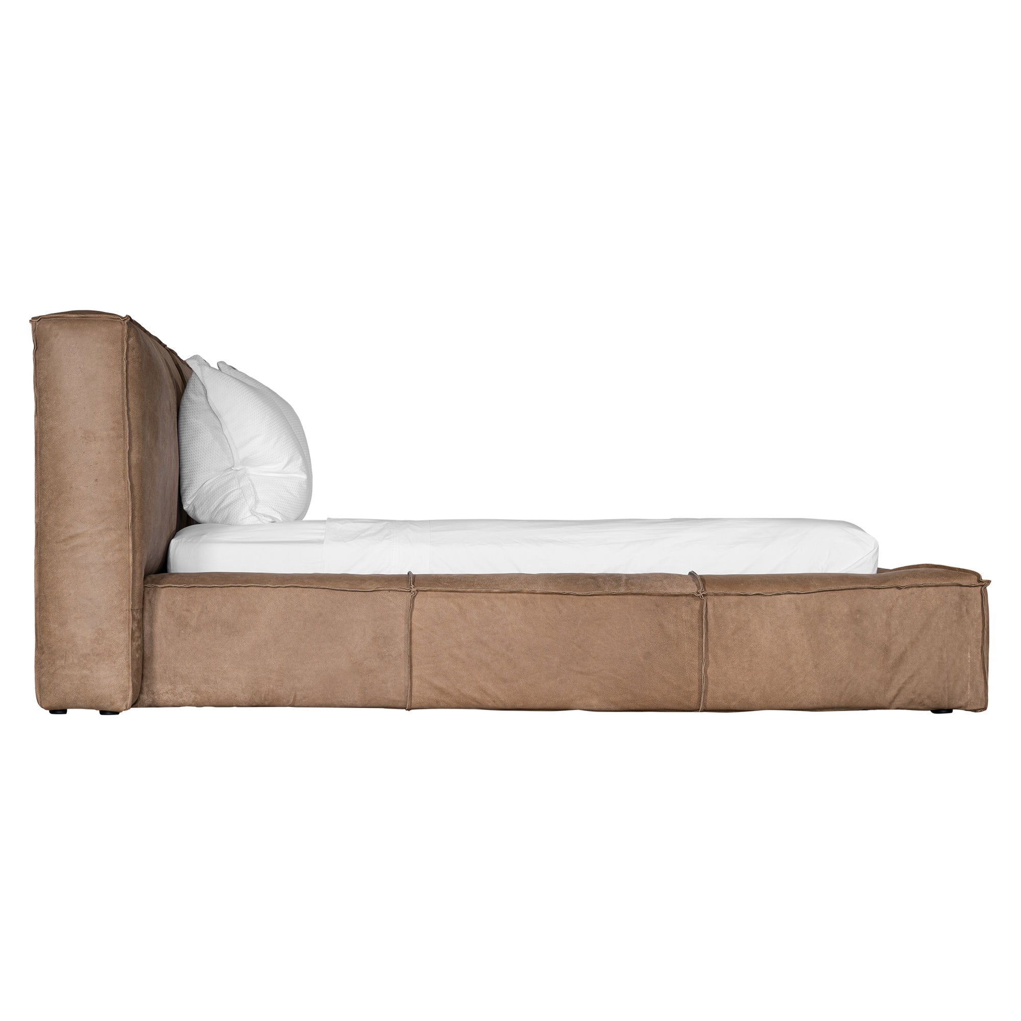 Harlow Bed | Buffalo Leather | Mushroom Brown Uniqwa Collections