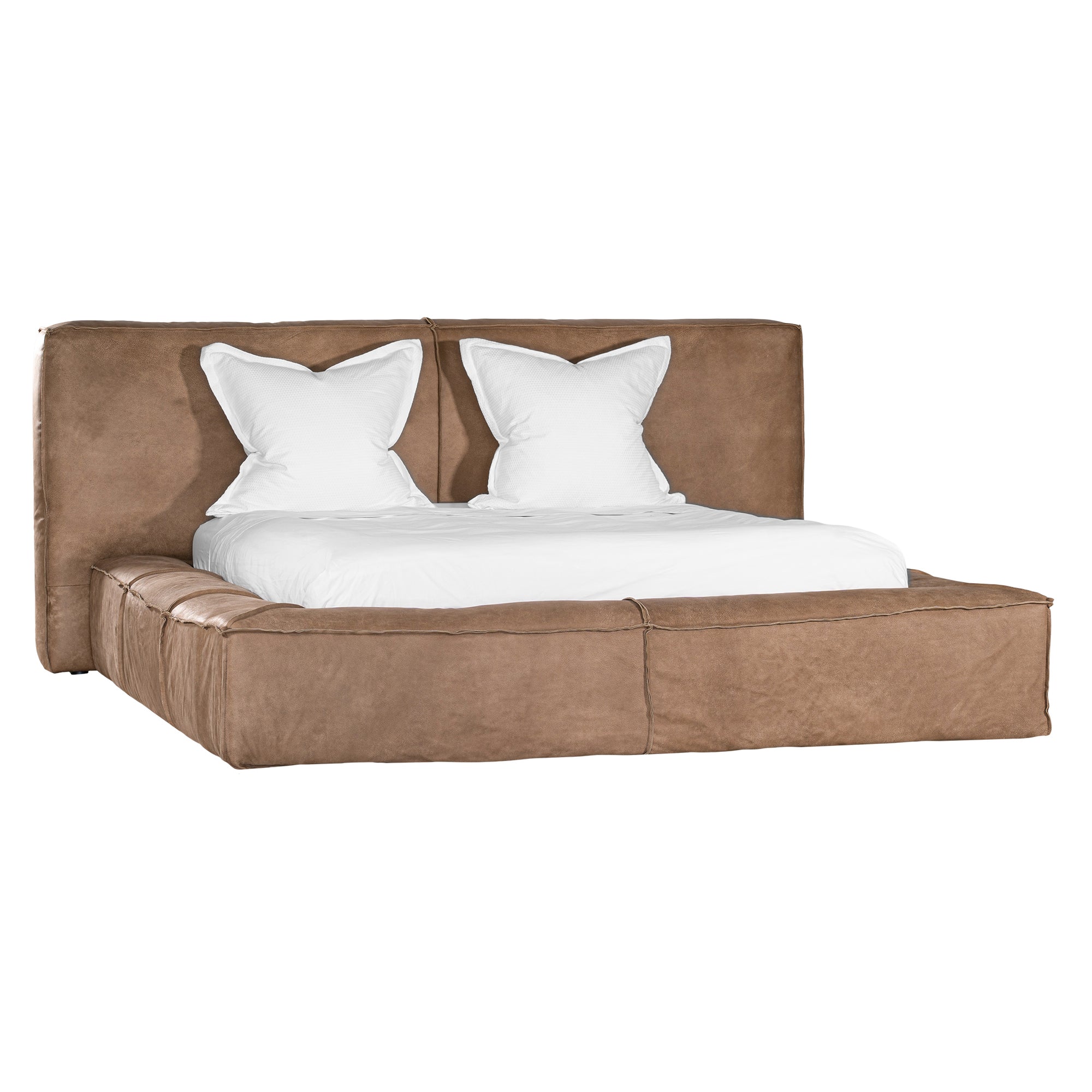 Harlow Bed | Buffalo Leather | Mushroom Brown Uniqwa Collections