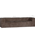 Dimension guide for the Harlow three seater sofa in chocolate faux fur showing the overall width, depth and height.