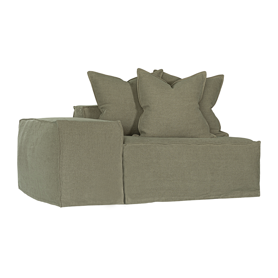 Hendrix Low Rider Sofa | One Seater Left Hand Arm Bay Leaf Classic Stitching Uniqwa Collections