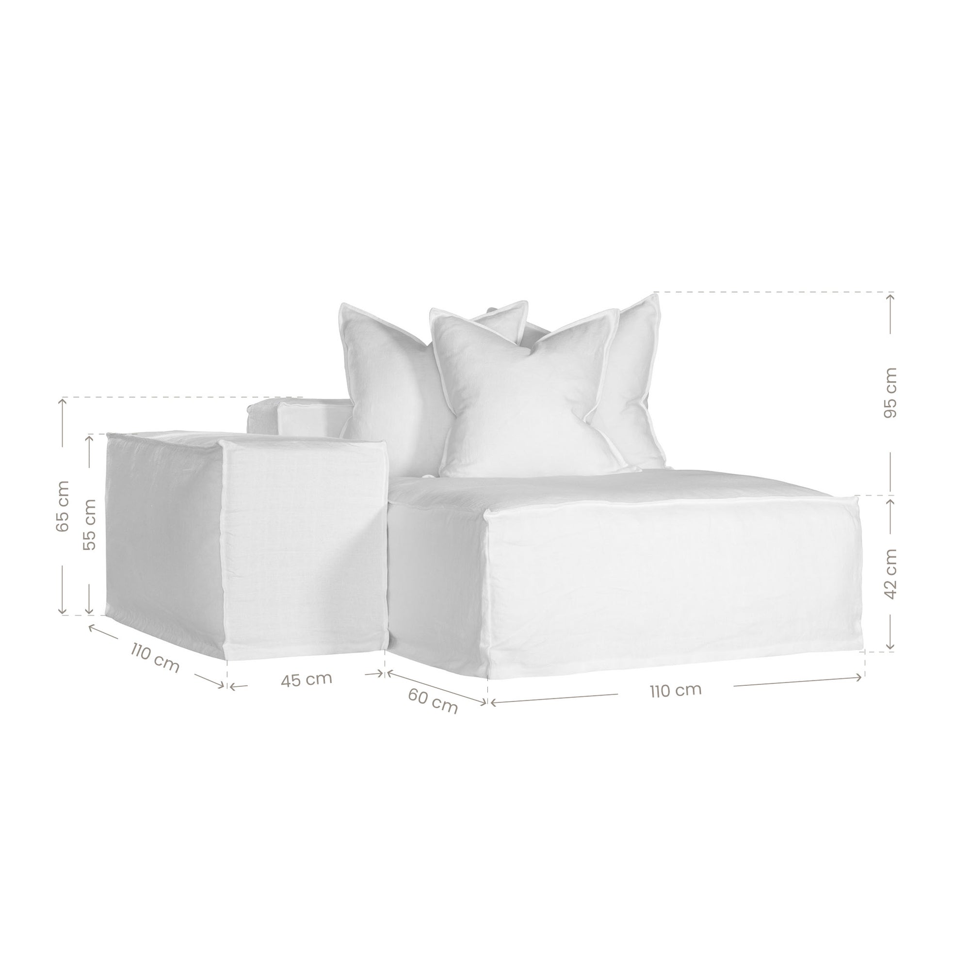 Hendrix Low Rider Sofa | Chaise Left Hand Arm Uniqwa Collections