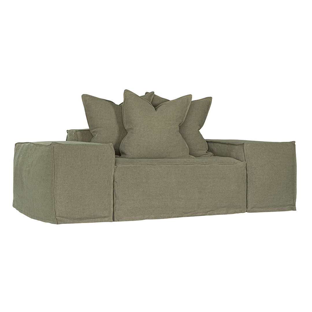 Hendrix Low Rider Sofa | One Seater Bay Leaf Classic Stitching Uniqwa Collections