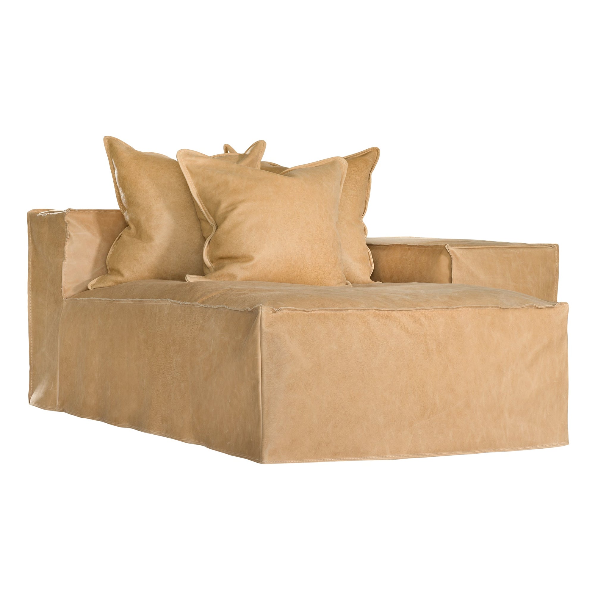 Hendrix Low Rider Sofa | Tan Leather Chaise Right Hand Arm Uniqwa Collections